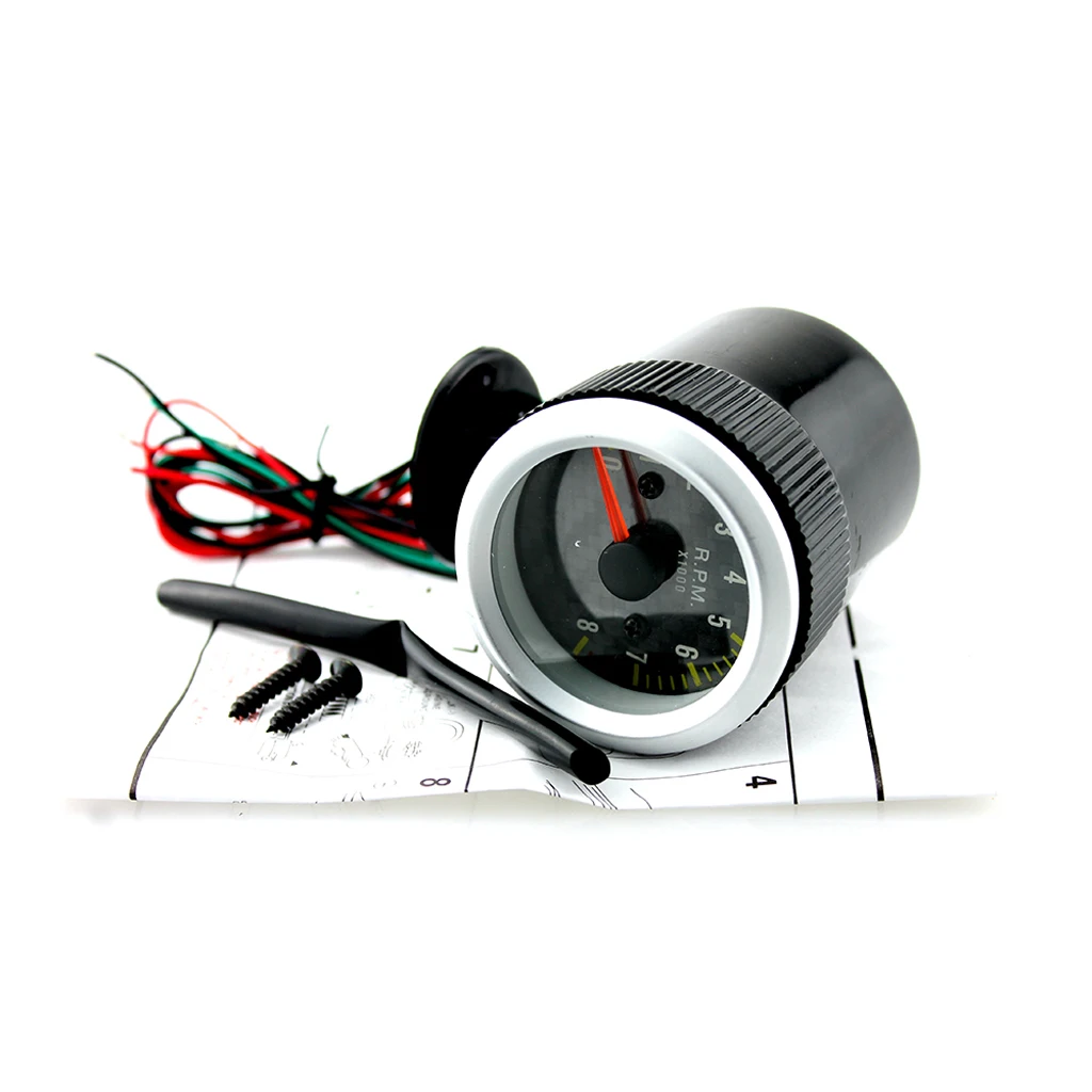Portable 2inch Car Tacho Rev Counter Gauge Tachometer with Yellow LED RPM Light Indicator