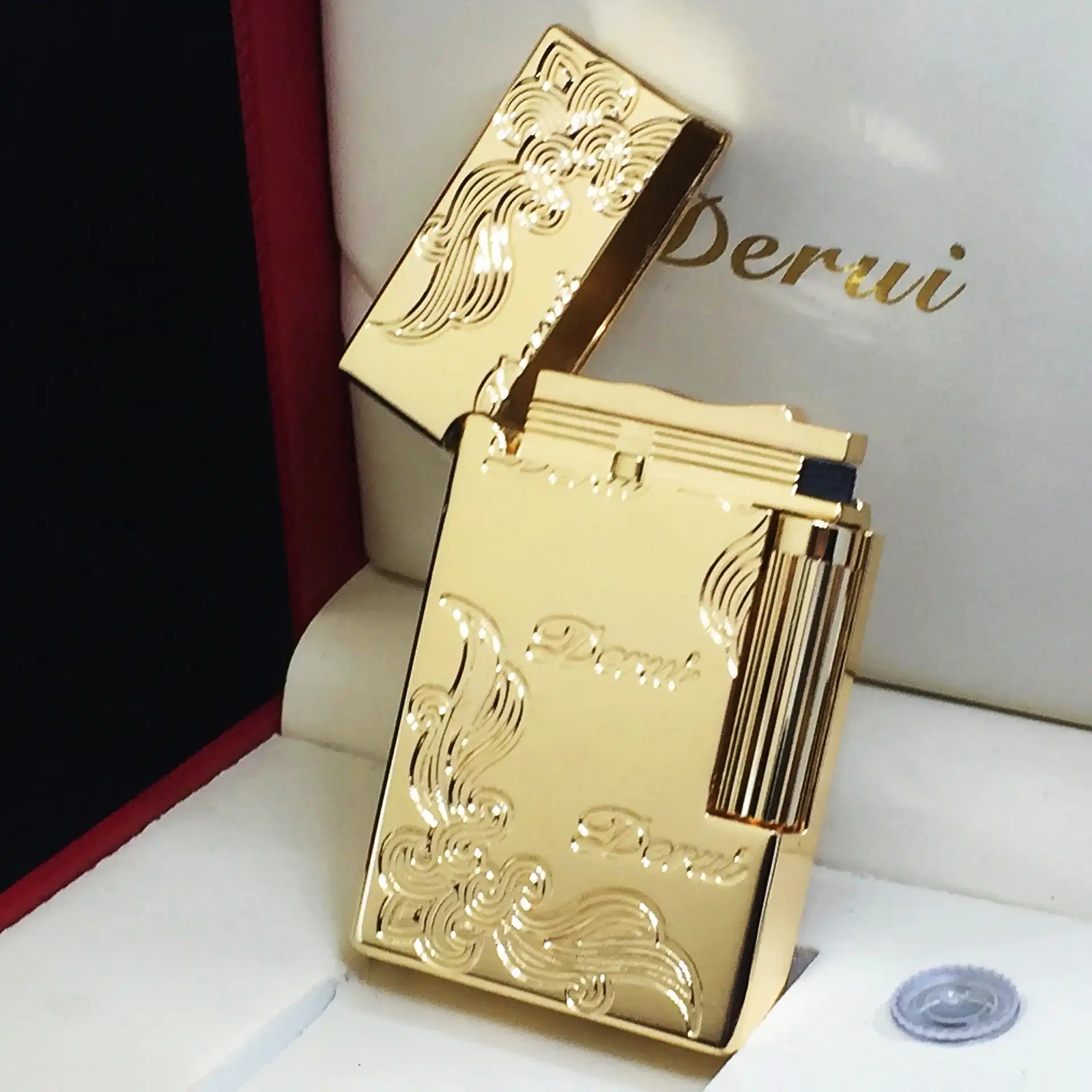 Bussiness ガスライター コンパクトなブタンジェット彫刻 金属ガスping 明るい音 ボックス付きの膨張式シガレットライター Cigarette Accessories Aliexpress