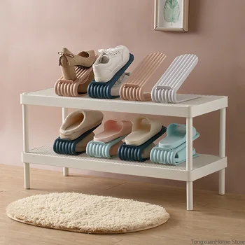 

1pc Double-Layer Adjustable Storage Shoes Holder Convenient Installation Space Saving Simple Household Storage Shoe Rack