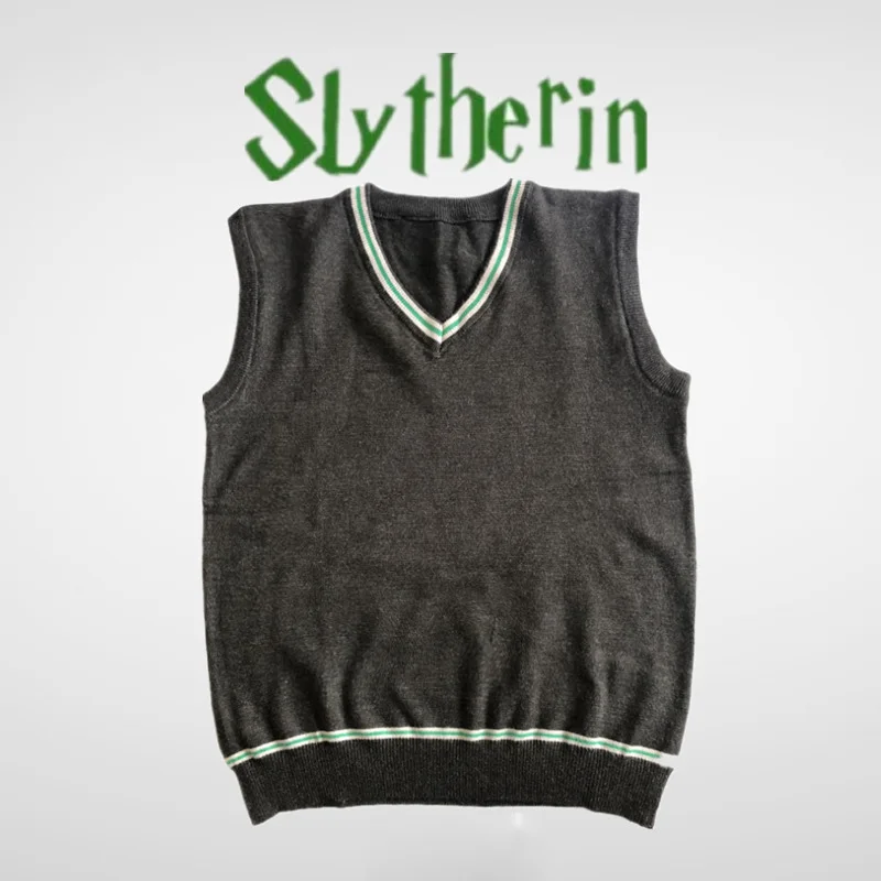 Slytherin Гермиона Косплей Гриффиндор Слизерин Ravenclaw Hufflepuff свитер с галстуком жилет универсальная повседневная одежда костюмы Поттера - Цвет: Slytherin