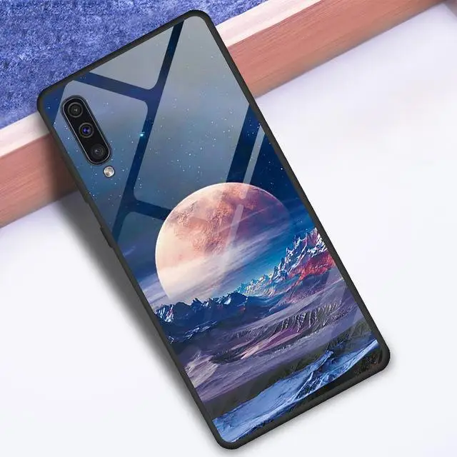 Роскошный узор закаленное Стекло чехол для samsung Galaxy A50 A70 A30 M20 A20 A10 чехол на 50 30 70 10 20 мягкий полиуретановый край телефона - Цвет: 14