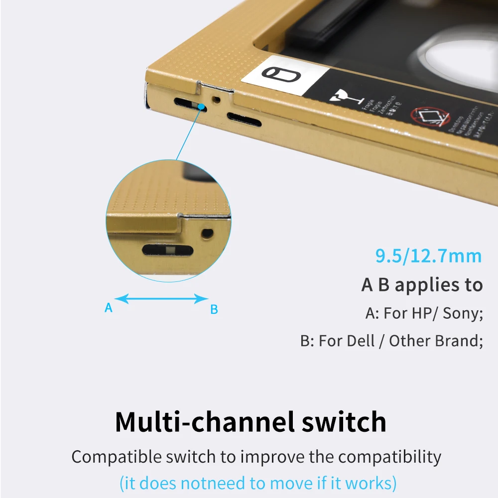 External Hard Drive Case TISHRIC Aluminum Optibay 2nd HDD Caddy 9.5 12.7mm SATA 3.0 Hard Disk Drive Box Enclosure 2.5 SSD 2TB For Laptop CD-ROM