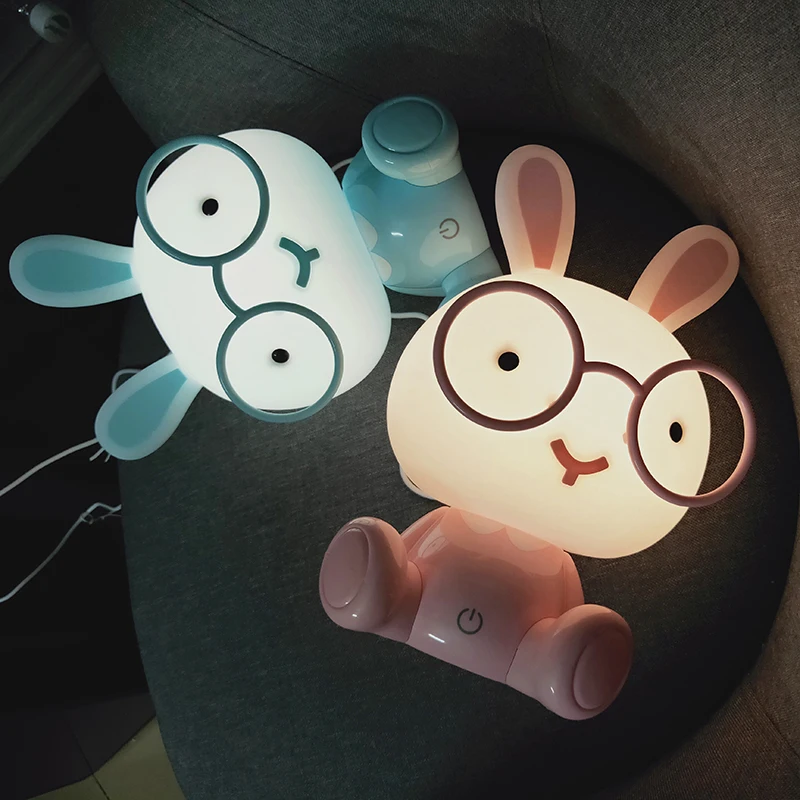 

Cute Rabbit Desk Lamp Led Desk Lights for Bedroom Living Room Children's Night Lamp Study Reading Lamp USB 3W Touch Sensor Lamp