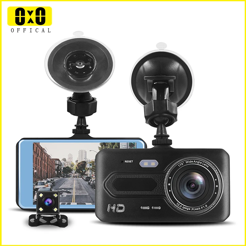 

NVNUVU Car Accessories Video Recorder 4" IPS Touch Screen Dash Cam Dual Lens Full HD 1080P Car DVR Camera Auto Registrar