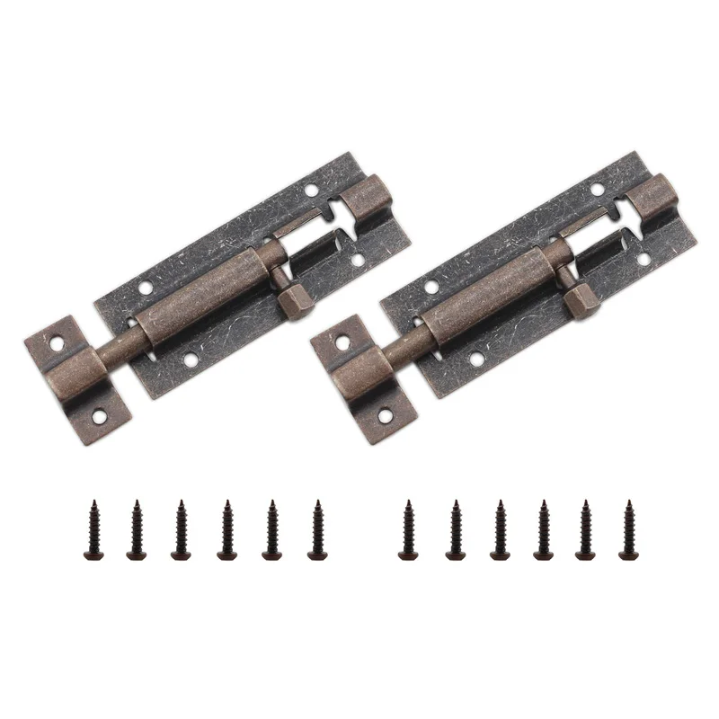 Barrel Bolt Lock,3'' Door Security Slide Latch Lock,Thickened Door Latch Lock,Stainless Steel Slide Lock with Screws 2 Pcs