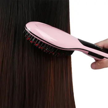 

Preup 2-in-1 Auto High-temperature Resistance Electric Hair Straightener Comb LCD Iron Brush Auto Hair Massager White EU Plug