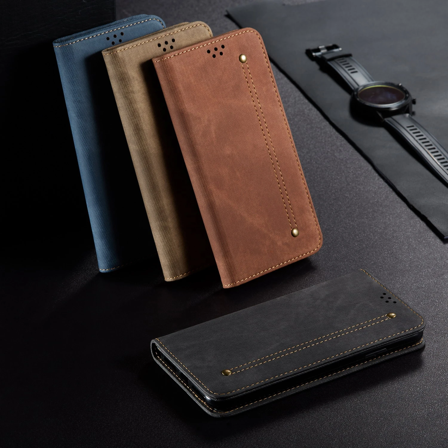 Realme X2 Pro Case 6.5 inch Denim fabric style popular design Leather Flip PU Wallet Cover for RealmeX2 X2Pro RMX1931 | Мобильные