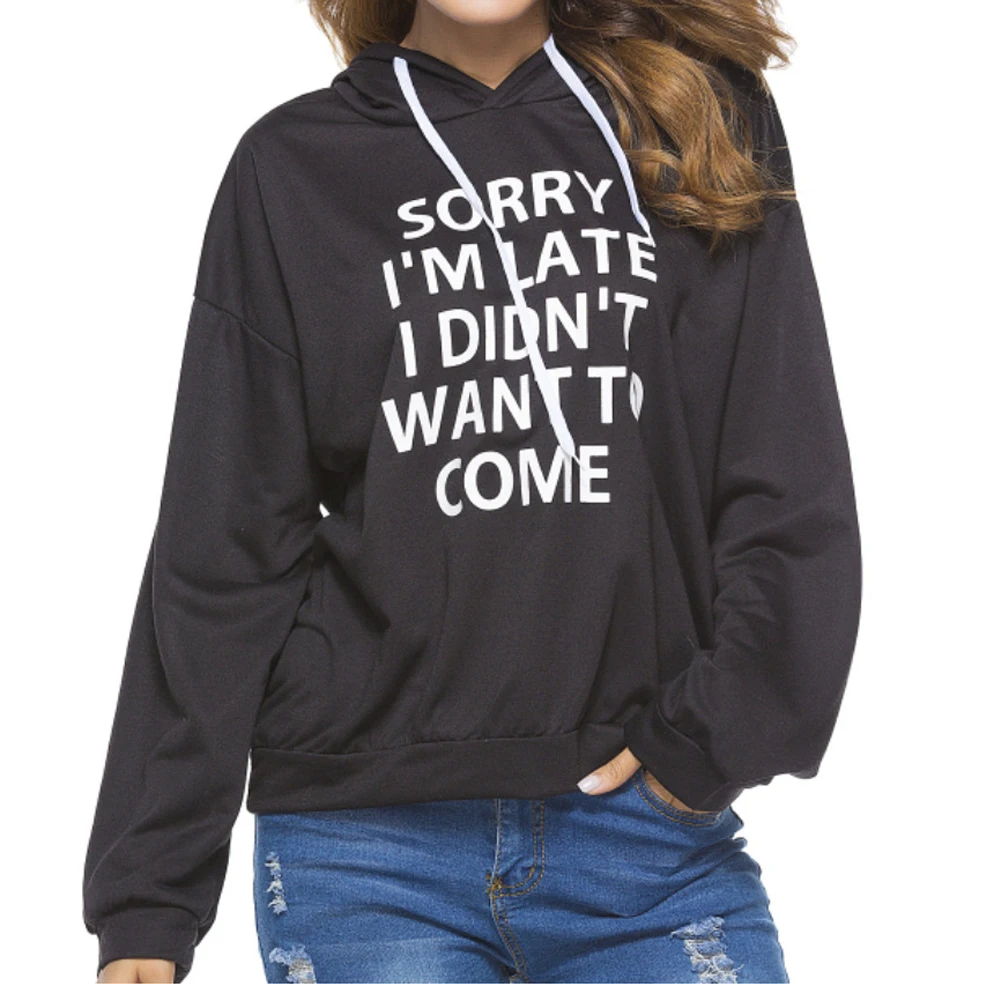 

Retro Fashion Women's Hoodie Sweatshirt Letter Print Long Sleeve Pullover Jumper Tops 2019 Spring Autumn Male Casual Hoodies hot