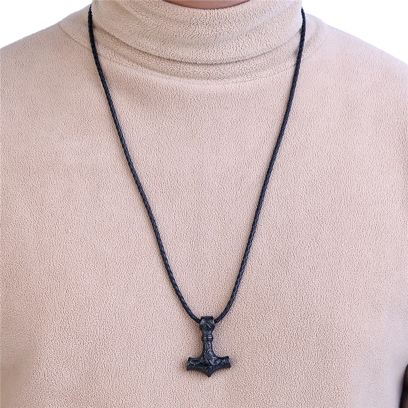 Stainless steel necklace Thor's Hammer with Odin & Fenris Wolf, 19,95 €