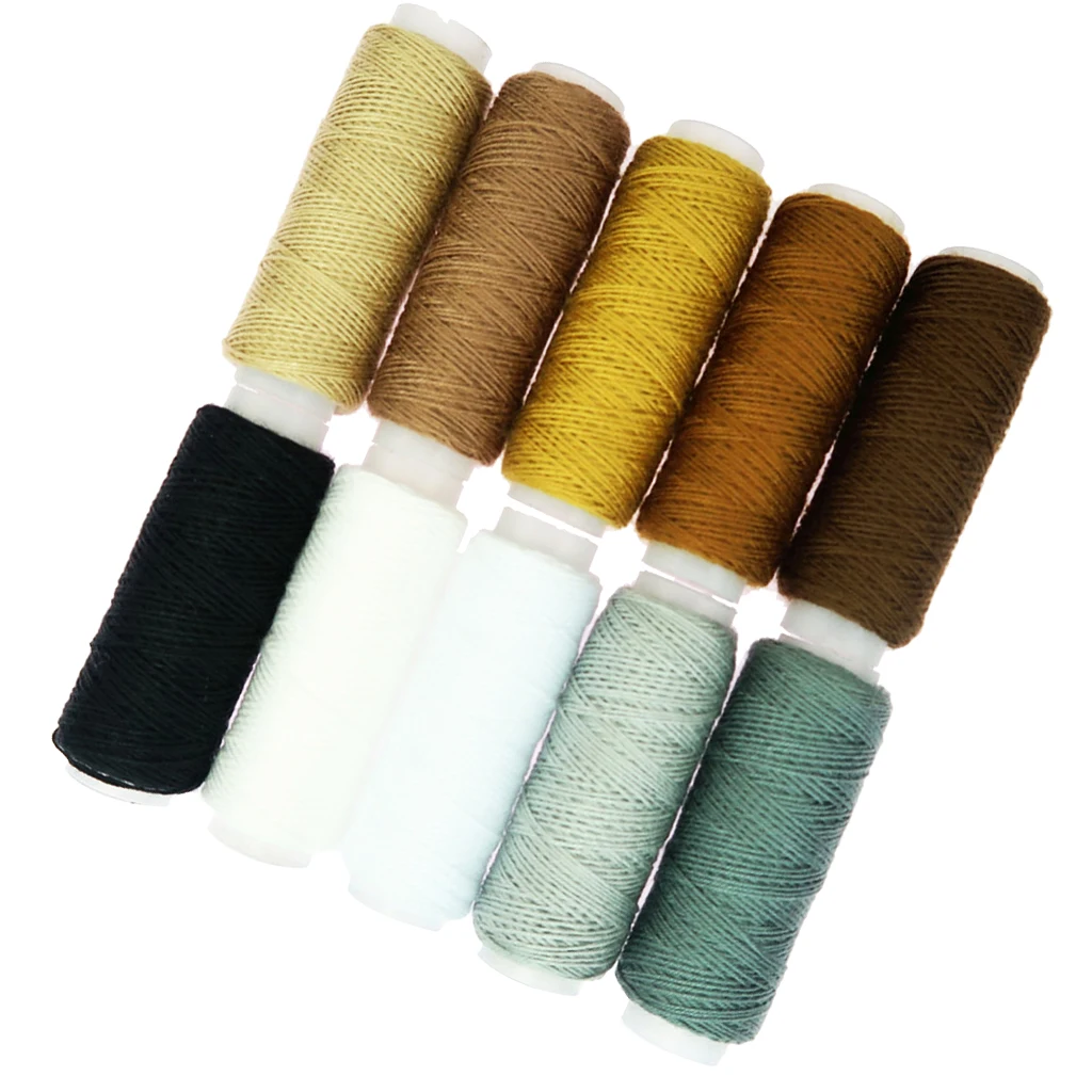 10 Rolls THICK Polyester THREAD Cord for Jeans Denim Button Sew Craft Rainbow