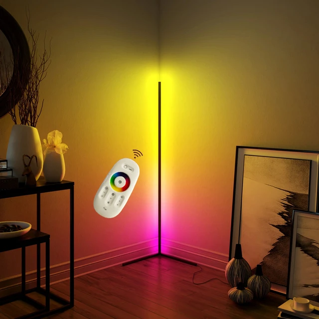 Lámpara de pie LED de esquina - Lámpara de esquina compatible con Alexa,  lámpara de pie RGB con 16 millones de colores DIY y sincronización de  música