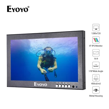 

Eyoyo EM08G 8" HDMI Small Monitor 1280X720 IPS Display Screen HDMI VGA AV BNC Built-in Speakers for PC TV CCTV Security Camera