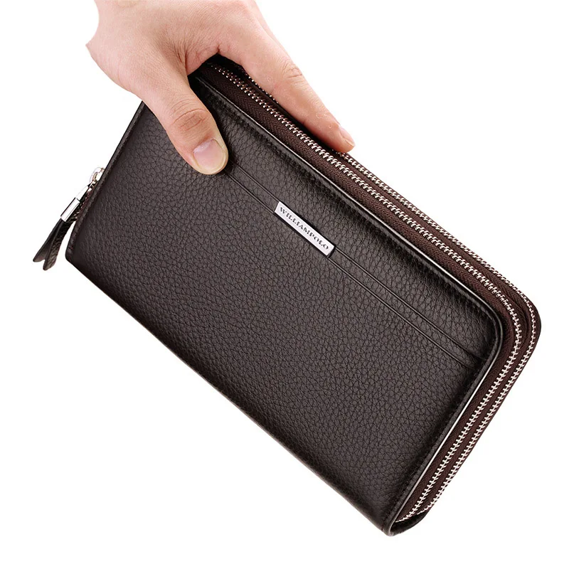 Кожаный винтажный однотонный клатч, чехлы для телефонов, брендовый мужской кошелек, двойная молния, натуральная кожа, сумка PL163