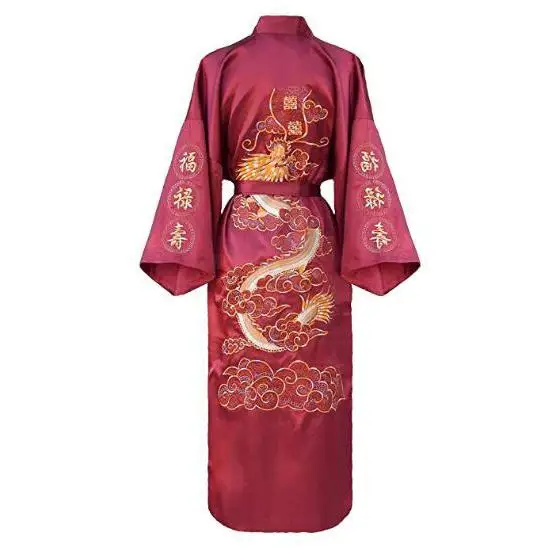 mens pajama shorts set Kimono Bathrobe Gown Home Clothing PLUS SIZE 3XL Chinese men Embroidery Dragon Robe Traditional Male Sleepwear Loose Nightwear plus size pajama pants Men's Sleep & Lounge