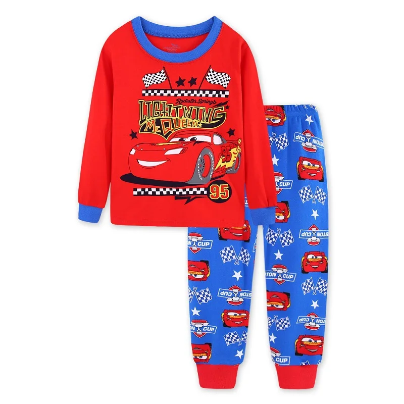 Kids Pyjama Sets Baby Meisjes En Jongens Lightning Mcqueen Pyjama Katoenen Kleding 95 Auto Cartoon Lange Mouwen T-shirt + Broek pyjama