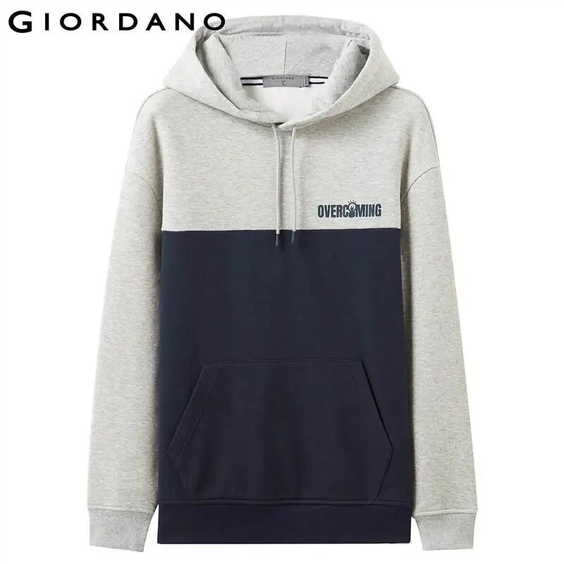 Giordano/мужские толстовки с капюшоном с длинным рукавом, толстовка с контрастным принтом и надписью Poleron Hombre Pocket Moleton 01029879
