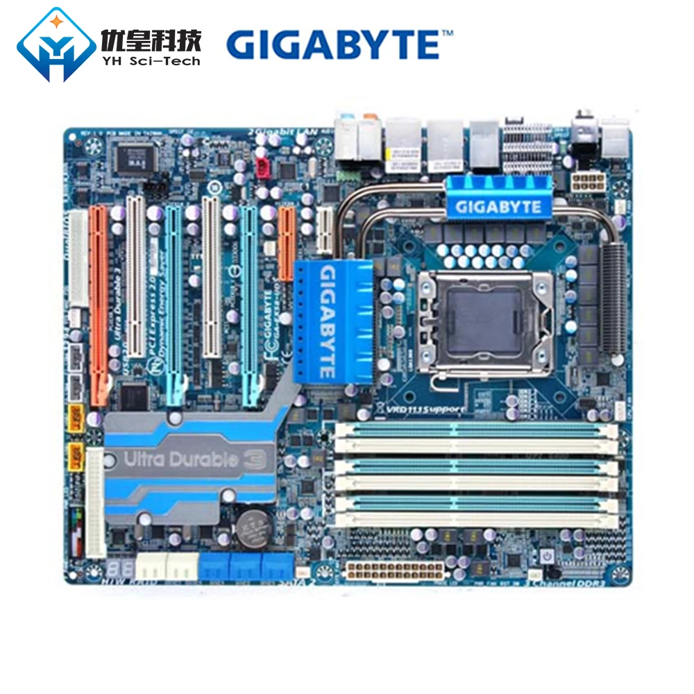 Оригинальная б/у рабочего стола материнской платы Gigabyte GA-EX58-UD5 X58 LGA 1366 Core i7 i5 i3 DDR3 16G SATA2 USB2.0 блок питания ATX