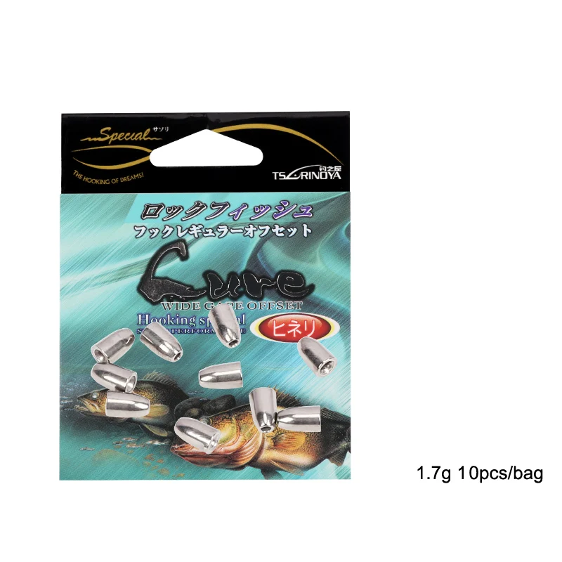 TSURINOYA вольфрамовые рыболовные грузила 1,7 г 3,5 г 5 г 7 г пулевидные грузила для рыбы техасское снаряжение рыболовное аксессуары снасти инструмент - Цвет: 1.7G 10Pcs