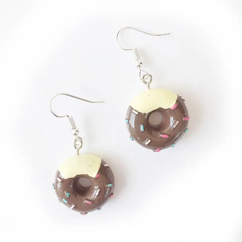 

1 Pair Creative Cute Mini Donut Cake Earrings Minimalism Cartoon Design Female Ear Hooks Danglers Jewelry Gift DXAA