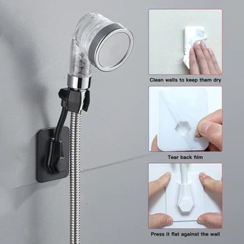 

Punch Free Shower Support Bathroom Wall Mount perforated fixed base shower head Holder Support Stand For Home Hotel Dropship New