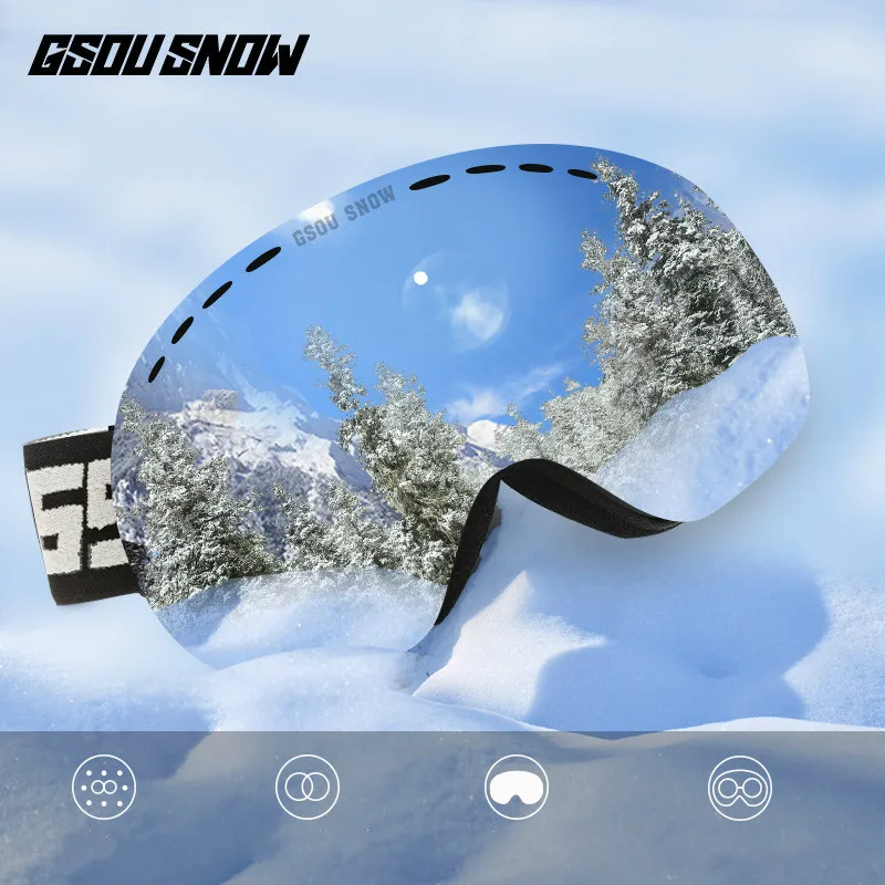 GSOU SNOW Ski Goggles Double Layers UV400 Anti-fog Big Ski Glasses Men Women Snowboarding Skiing Goggles With Packet