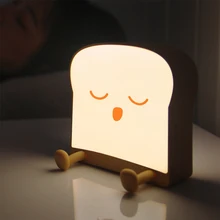 Cute LED Night Light Toast Touch USB Rechargeable Eye Protection Desk Lamp Phone Holder Teen Bedroom Decoration For Kids Gift