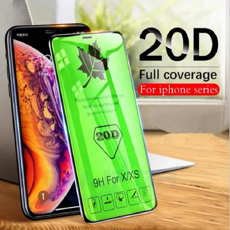 

20D Curved Edge Full Cover Protective Tempere Glass For iPhone 7 8 6S Plus X XR XS Max Tempered Film Full Screen Protector