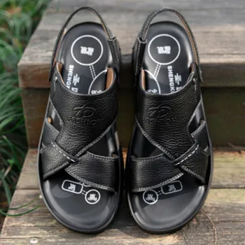 

Summer plus size35-50 men's sandals leather casual small size beach shoes men's slippers wild men's sandals Мужские сандалии