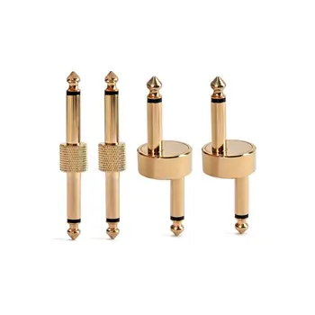 

4 Pcs/set Guitar Effect Pedal Convert Connector 1/4" 6.35mm 2 Crank and 2 Straight Converter Plug Musical Instrument Parts