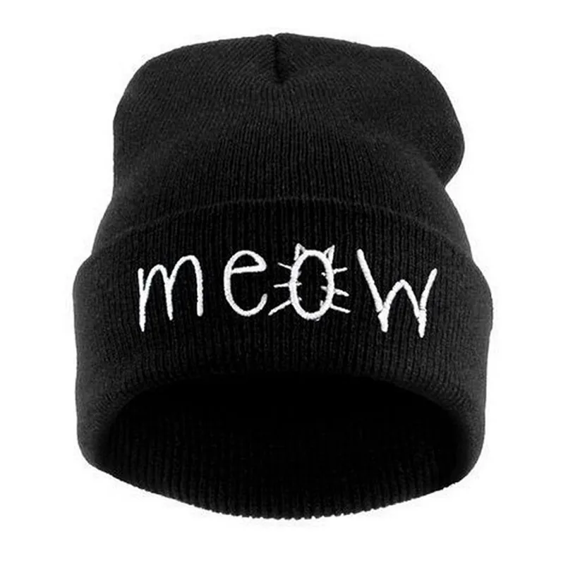 Зимние Вязание Meow Лыжная шапочка шапка и Snapback Для мужчин и Для женщин Кепка в стиле хип-хоп BK 40sp03