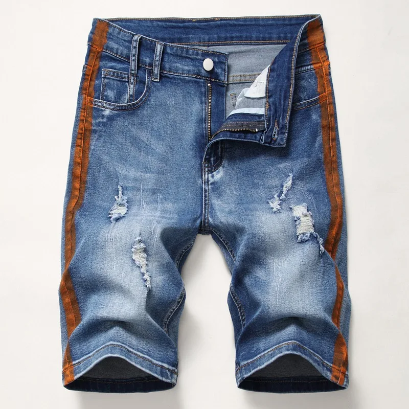 

Idopy Fashion Jeans Shorts Summer Vintage Distressed Ripped Destroyed Printed Plus Size Denim Shorts Male Jean Shorts For Men