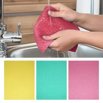 

10Pcs Multipurpose Wood Pulp Cotton Home Kitchen Soft Absorb Water Cleaning Cloth Tableware Dish Washing Cloth Rag Towel