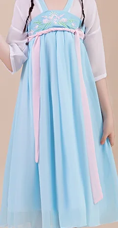Синий Hanfu платье феи для девочек костюм в китайском стиле детские древние восточные костюмы Классическая танцевальная одежда народный костюм DNV11948 - Цвет: Синий