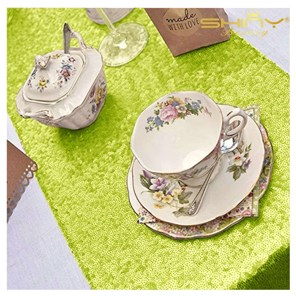 Lime Green Стиль 30*275 см золотые скатерти с пайетками бегуны из полиэстера/нейлон v-образной формы с ТАСС украшение для свадебного банкета-80620 - Цвет: Lime Green