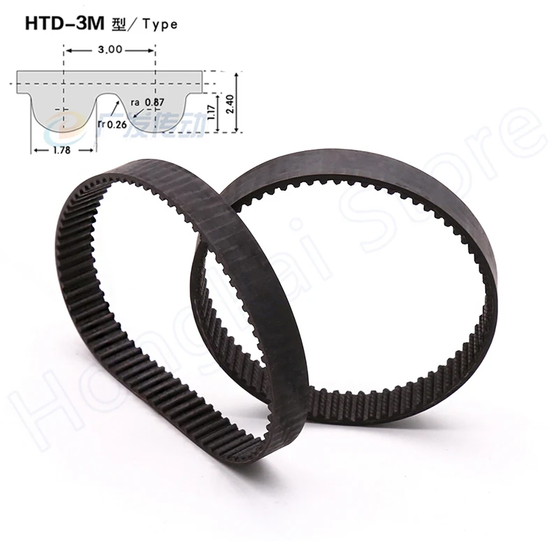 

HTD-3M Rubber Timing Belt Perimeter 171 174 177 180 183 186 189 192 195 198 201mm Closed Loop Width 10/15mm Drive Belts