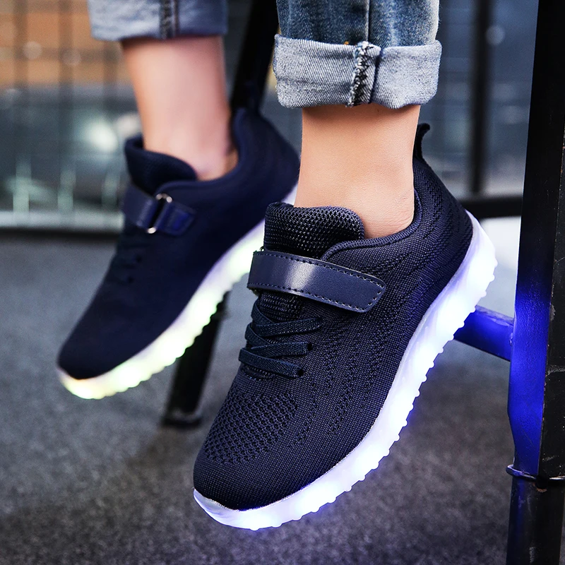 Size 25-37 USB Charging Basket Led Children Shoes With Light Up Kids Casual Boys&Girls Luminous Sneakers Glowing Shoe