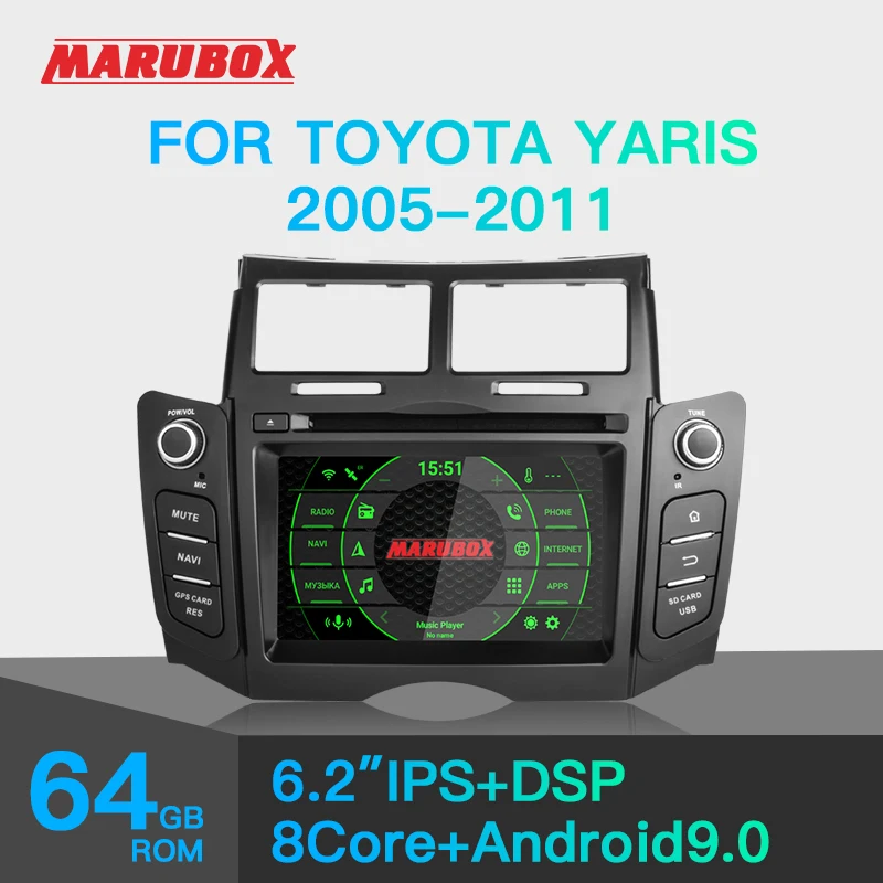 Штатная магнитола для Toyota Yaris MARUBOX KD6221 Штатное головное устройство Тойота 2005 2011
