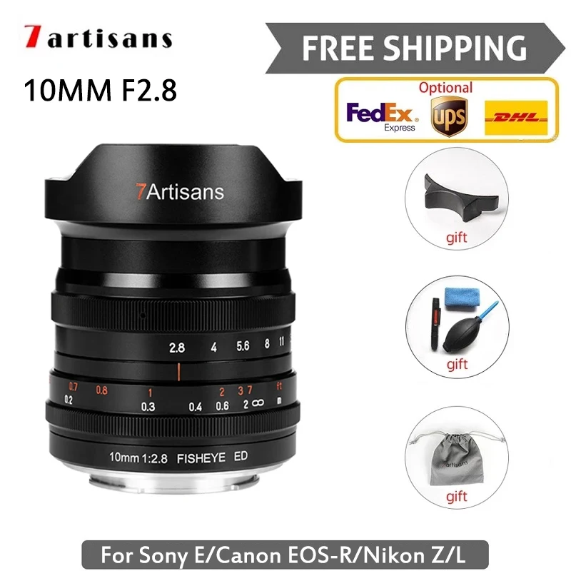 7artisans 10mmF2.8 полноразмерные ультра широкие Объективы рыбий глаз для Sony E A6400/Canon RF/