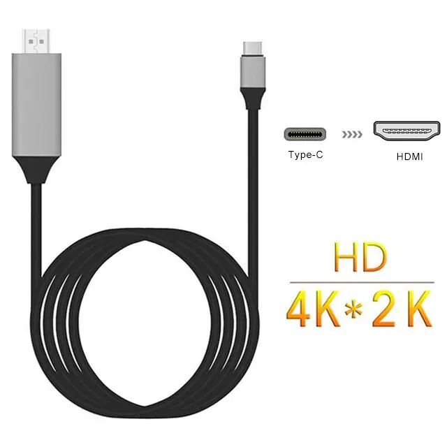 1080P HDMI кабель 2 м тип-c USB-C к HDMI адаптер Micro USB C к HDMI HD ТВ кабель адаптеры для samsung S9/S8/Note 9 huawei type-C - Цвет: black