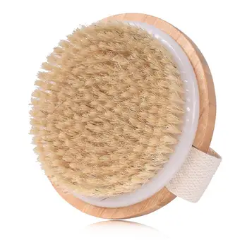

Round Bamboo Body Brush Dry Skin Shower Boar Bristle Bath Massage Skin Care Tool Bath