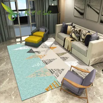 

New Customized European Style Simple Geometric Design Living Room Nordic Large Washable Carpet Machine Rug Retro Mat For Bedroom