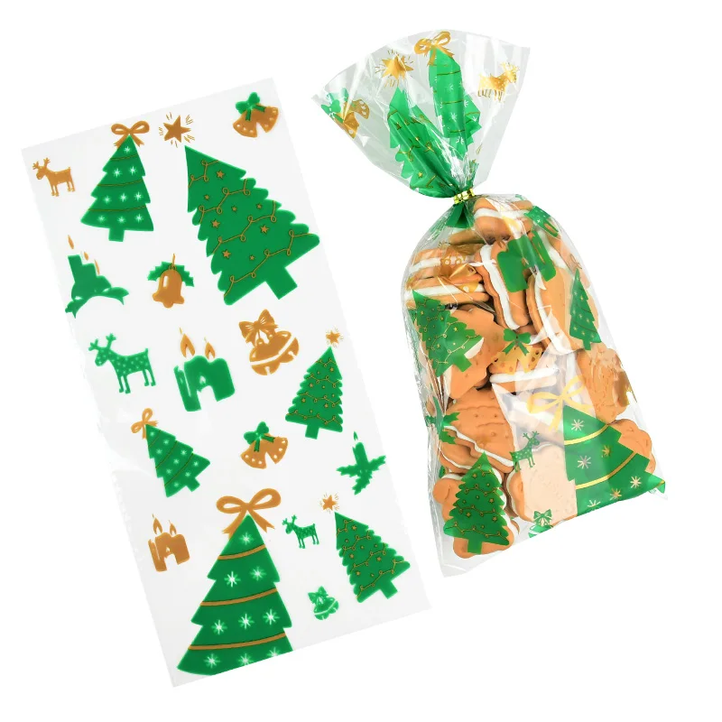 thumbnail image 1 of 50Pcs Christmas Gift Bag Transparent Plastic Bags For Xmas Home Presents Candies Cookies Store Sale Gift Cookies Wrapping Bags, 1 of 5