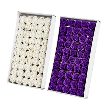 

100 Pcs Floral Scented Bath Soap Rose Flower Petals Plant Essential Oil Set,50Pcs White & 50Pcs Dark Purple
