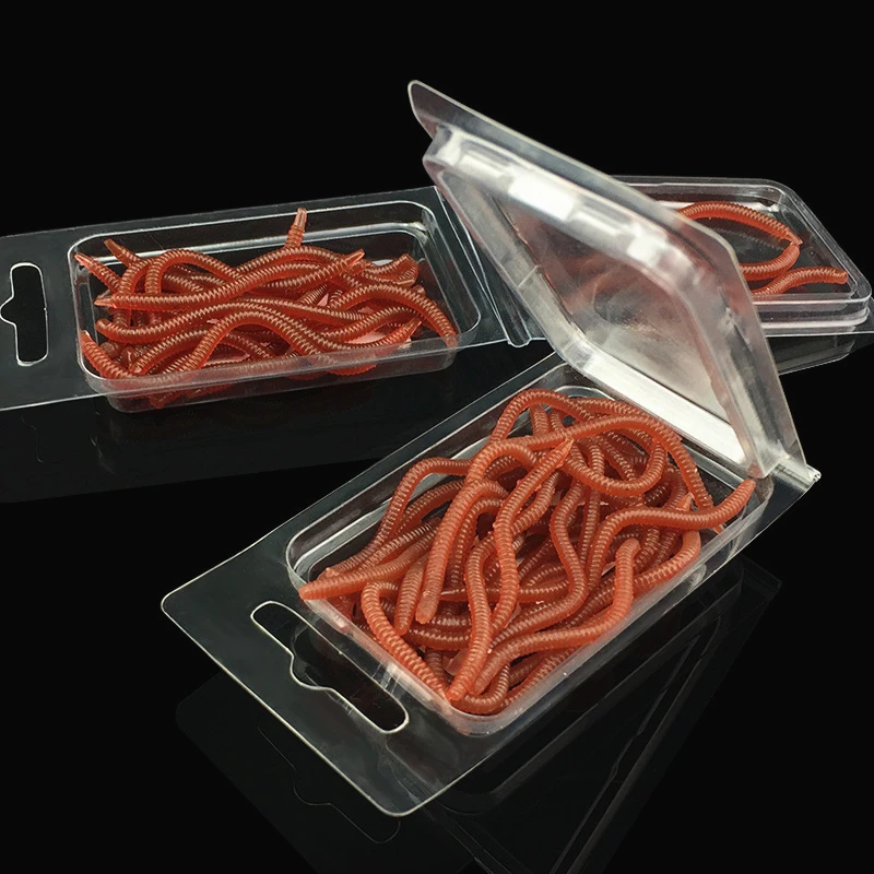 

8/10cm Artificial Rubber Red Earthworm Fishing Worms Fishy Smell Lures Soft Bait Carp Fishing Tackle Accessories 20Pcs