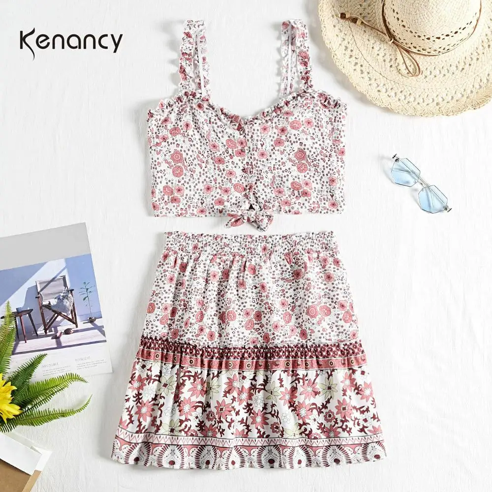 Женский комплект из двух предметов Kenancy летний короткий топ на бретельках с