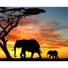 Painting By Numbers Canvas Painting Animal Elephant Oil Colouring Paints By Numbers Canvas Painting Home Decor 50x40cm Full Kits