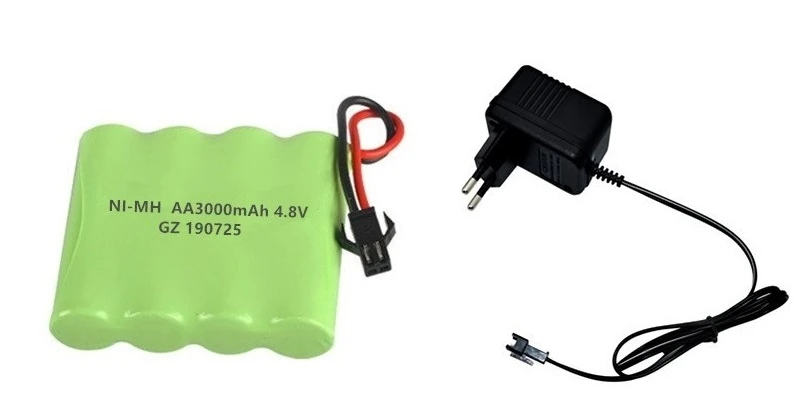 SM Plug) 4,8 в 3000 мАч NiMH аккумулятор+ зарядное устройство для радиоуправляемых игрушек автомобили танки роботы лодки пистолеты Ni-MH AA 4,8 В перезаряжаемый аккумулятор - Цвет: Красный