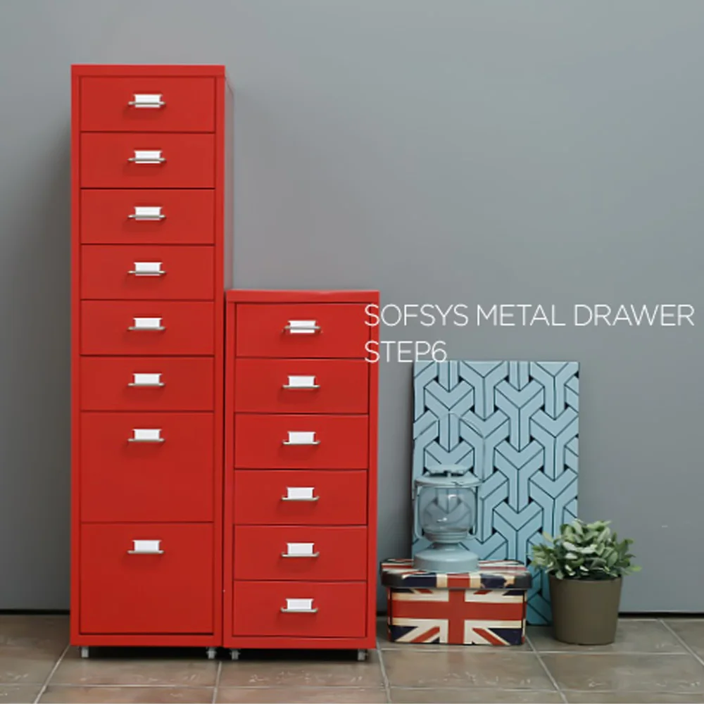 IKayaa-archivador de cajón de Metal, mueble de acero móvil desmontable con 8 cajones y 4 ruedas