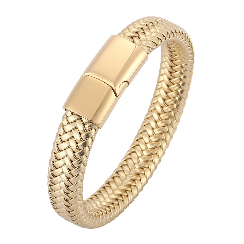 

New Jewelry Fashion 3 Color Stainless Steel Magnetic Clasp Weave Leather Women Bracelet Men Bangles Birthday Gifts BB0516