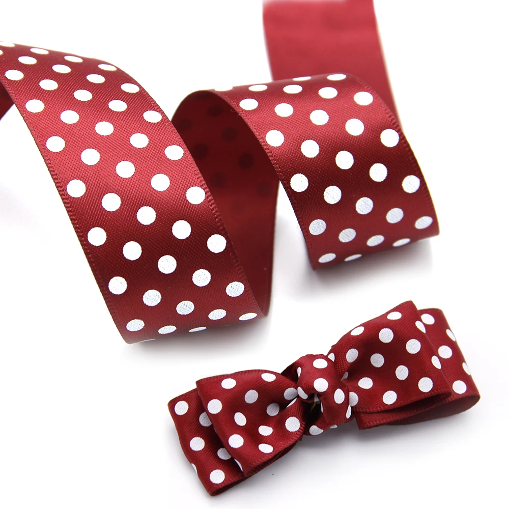 

David accessories 1" 25mm Dot Christmas Screen Printed Grosgrain Ribbon Fabric for Party Gift Wrapping DIY Sewing,50Yc7921